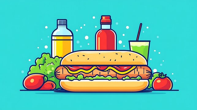 Iconic Dishes Illustration Featuring Global Cuisine and Traditional Recipes
