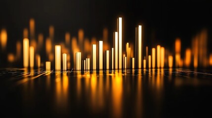 Fototapete - Abstract Financial Data Visualization with Bright Gold Bars