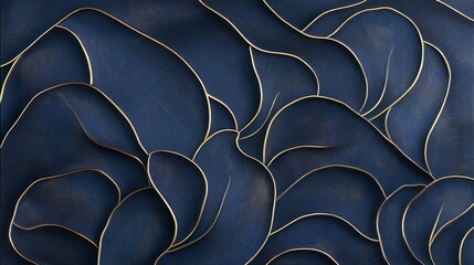 Leinwandbilder - Elegant Abstract Design with Flowing Lines on Deep Blue Background
