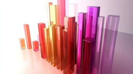 Poster - Colorful Transparent Bar Graphs Representing Data Visualization Trends