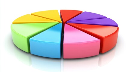 Fototapete - Colorful Pie Chart Segments Representing Data Distribution Visually