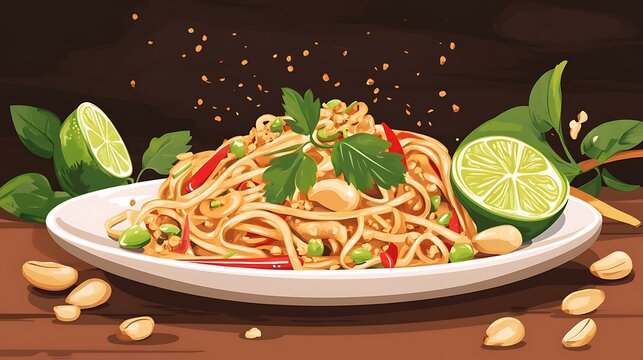 Iconic Dishes Illustration Featuring Global Cuisine and Traditional Recipes