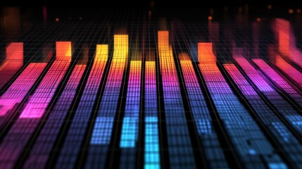 Poster - colorful sound waves display on a digital equalizer background