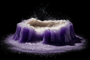 Poster - Glittering Purple Sugar Mountain with Shimmering Texture Offering a Unique Visual Delight for Backgrounds and Artistic Inspiration in Creative Projects