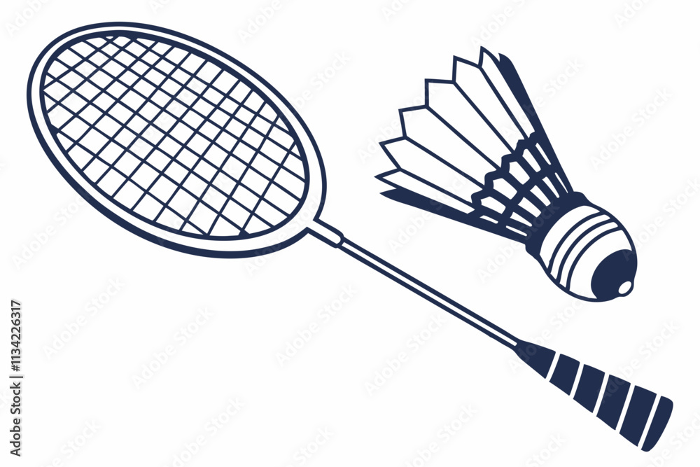 Badminton Racket String Vector Badminton Racket and Shuttlecock, Angular racket strings and a ...