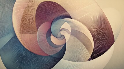 Poster - Abstract Swirl Design in Soft Pastel Colors and Intricate Lines