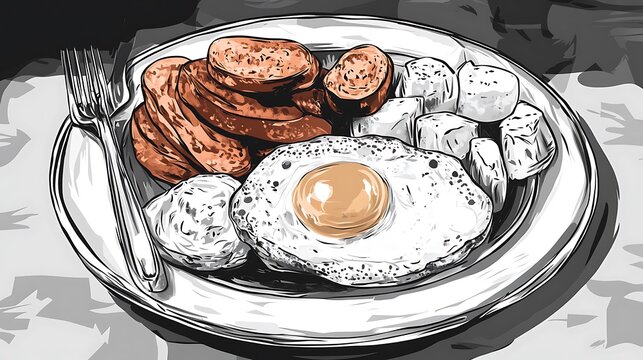Iconic Dishes Illustration Featuring Global Cuisine and Traditional Recipes