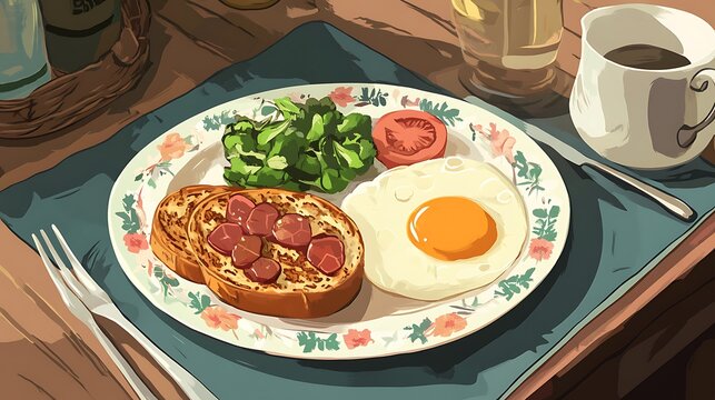 Iconic Dishes Illustration Featuring Global Cuisine and Traditional Recipes