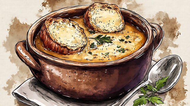 Iconic Dishes Illustration Featuring Global Cuisine and Traditional Recipes