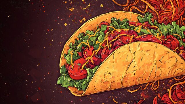 Iconic Dishes Illustration Featuring Global Cuisine and Traditional Recipes