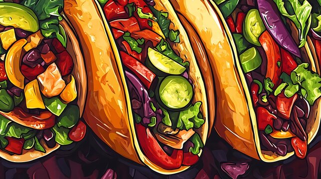 Iconic Dishes Illustration Featuring Global Cuisine and Traditional Recipes