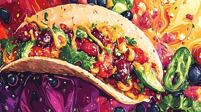 Iconic Dishes Illustration Featuring Global Cuisine and Traditional Recipes