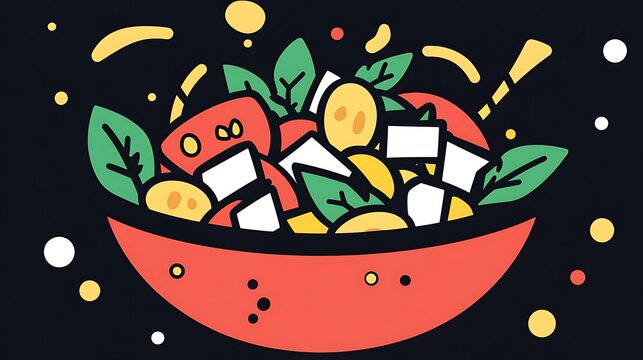Iconic Dishes Illustration Featuring Global Cuisine and Traditional Recipes