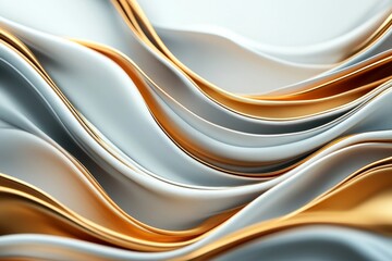 Poster - Flowing waves of gold and silver fabric create an elegant texture in modern design artwork