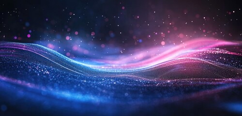 Poster - Abstract, dynamic wave in blue and pink.