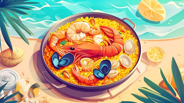 Iconic Dishes Illustration Featuring Global Cuisine and Traditional Recipes