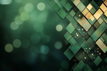 Poster - Abstract geometric pattern with green and gold tones creates a modern artistic background for design projects
