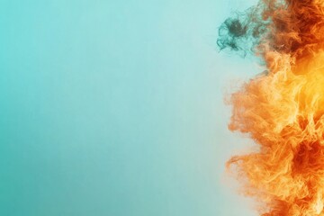Poster - Vibrant flames create a striking contrast against a cool blue background, showcasing the power of fire and color dynamics