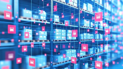 Poster - Digital Warehouse Concept with Virtual Inventory Management System