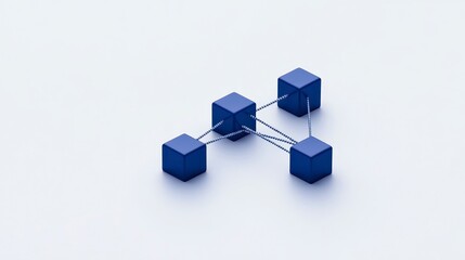 Poster - Network Connection Blue Cubes Linked by Chains Teamwork Technology