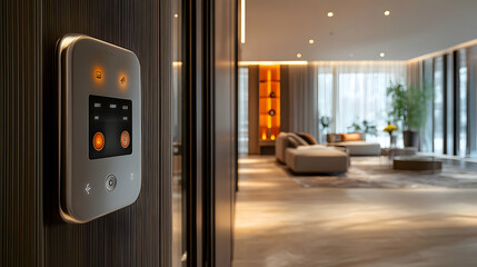 Poster - Modern interior featuring a control panel and a stylish living area.