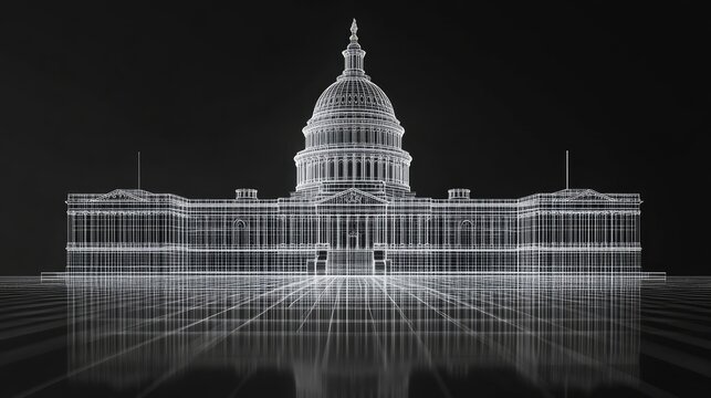 United States Capitol Building in Wireframe Visualization