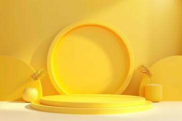 Poster - Yellow Minimalist Stage Design, Podium Display, Clean Background, Product Display Template