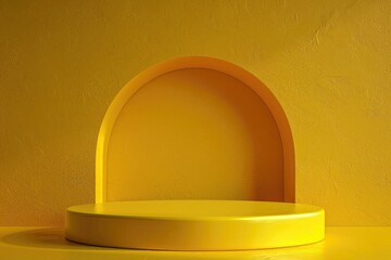 Poster - Flawless Picture of Yellow Podium Product with Wall Texture Background