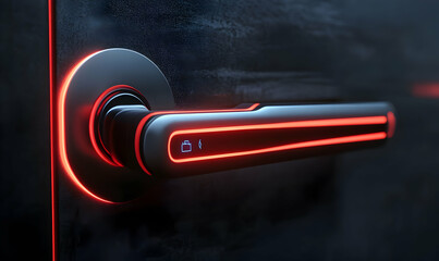 Poster - A modern door handle with a sleek design and illuminated accents for enhanced functionality.