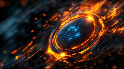 Aufkleber - Glowing futuristic technological interface with digital data.
