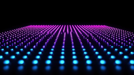 Poster - Array of glowing pink and blue dots on black background.