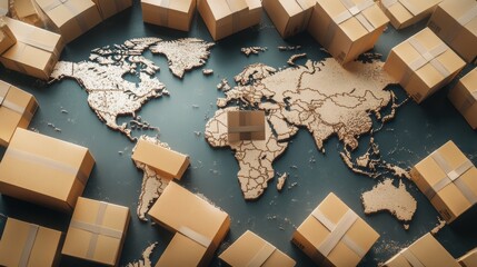 Wall Mural - logistics international delivery concept, world map with logistic network distribution on background