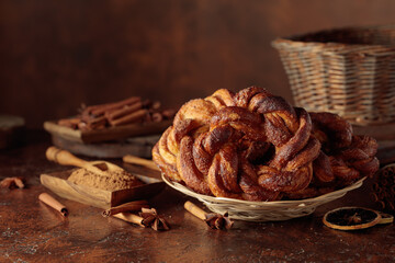 Wall Mural - Homemade pretzel with cinnamon and sugar.