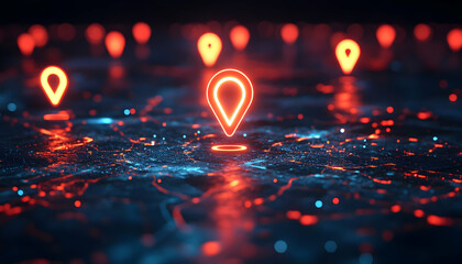 Poster - A digital representation of location markers over a networked landscape.