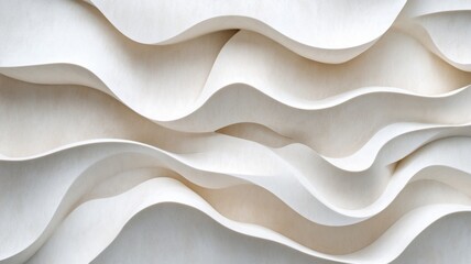 Aufkleber - Abstract geometric background aesthetic design created with wavy white paper, perfect for minimalist and modern projects