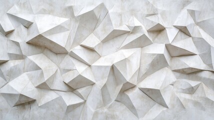 Aufkleber - Crafting intricate geometric abstract shapes background, white paper sheets form modern and elegant designs with highlighted and shadowed areas