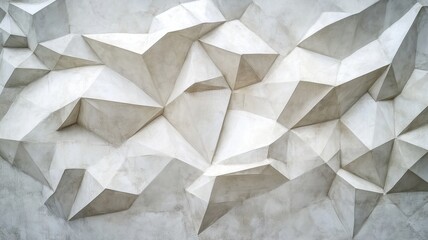 Aufkleber - Crafting intricate geometric abstract shapes background, white paper sheets form modern and elegant designs with highlighted and shadowed areas