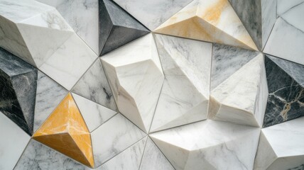 Aufkleber - Crafting intricate geometric abstract shapes background, white paper sheets form modern and elegant designs with highlighted and shadowed areas