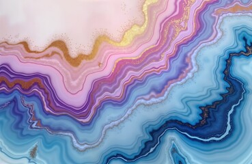 Aufkleber - Abstract fluid art design. Blue, purple alcohol ink background. Pastel colors. Golden swirls. Elegant design. Perfect for decor fashion. Creative art piece. Trendy colors. Versatile design. Ideal for