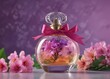 © methinee - Aromatic flowers in a glass perfume bottle with a ribbon, perfume, scent, elegance