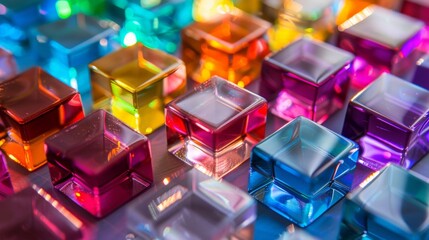 Poster - Colorful Glass Cubes Abstract