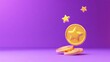 © Nathan - Golden coins with star symbols falling against a vibrant purple background.