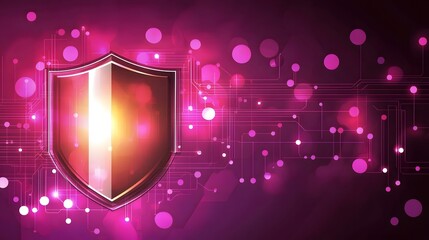 Aufkleber - Glowing shield on digital circuit background, representing cybersecurity and data protection.