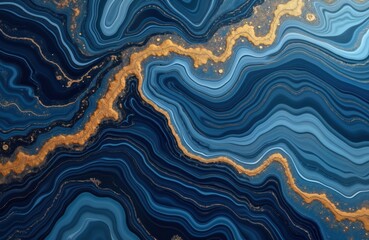 Aufkleber - Abstract navy blue marble texture features dynamic gold swirls, veins. Fluid artwork creates rich, luxurious pattern. Design perfect for luxury products, fashion, interior design, digital art