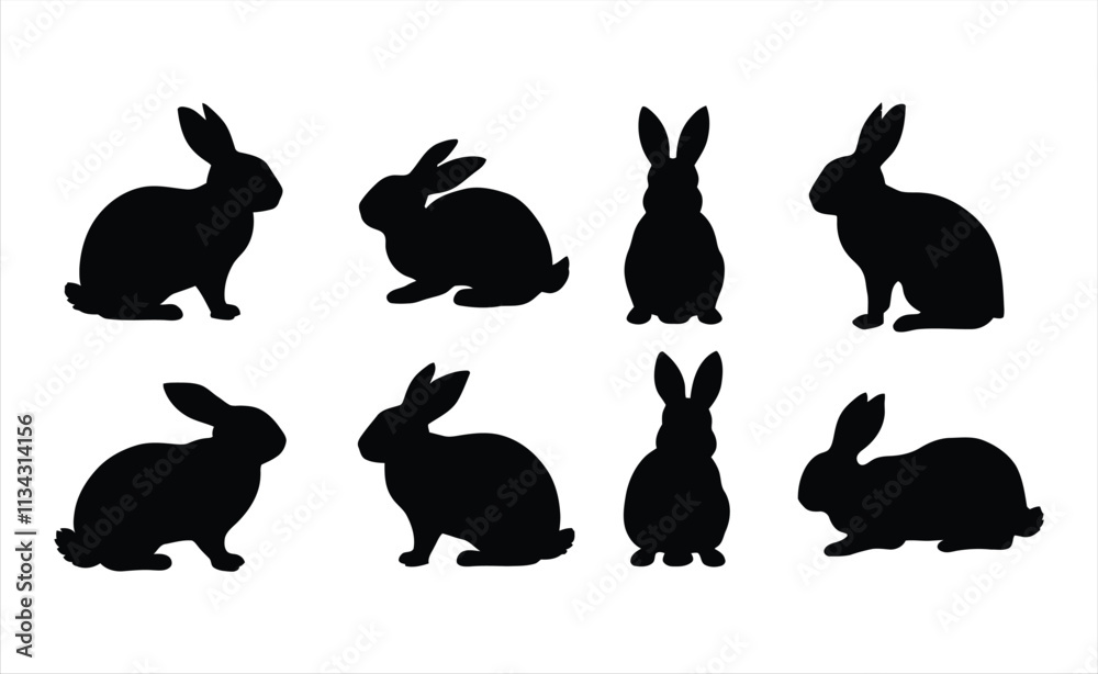 Rabbit silhouette bundle vector illustration Stock Vector | Adobe Stock