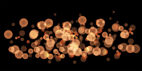 Abstract Orange Bokeh Lights on Black Background for Festive Design