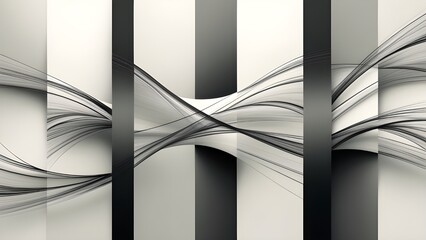 Poster - Black and White Abstract Design with Geometric Shapes and Light Texture for Business and Web Concepts