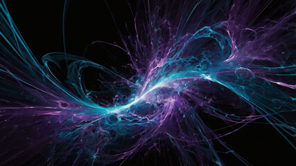 Poster - Dynamic Fractal Waves with Futuristic Glow and Colorful Motion