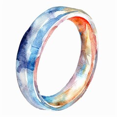 Poster - Watercolor painting showcasing a ring with vibrant, blended colors, suggesting a mix of metallic textures
