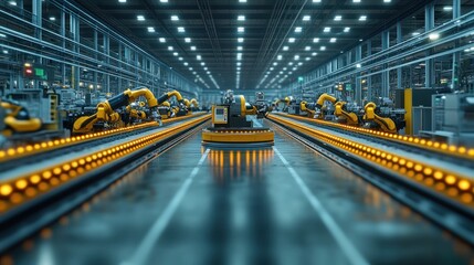 Poster - High-tech industrial facility with robotic automation